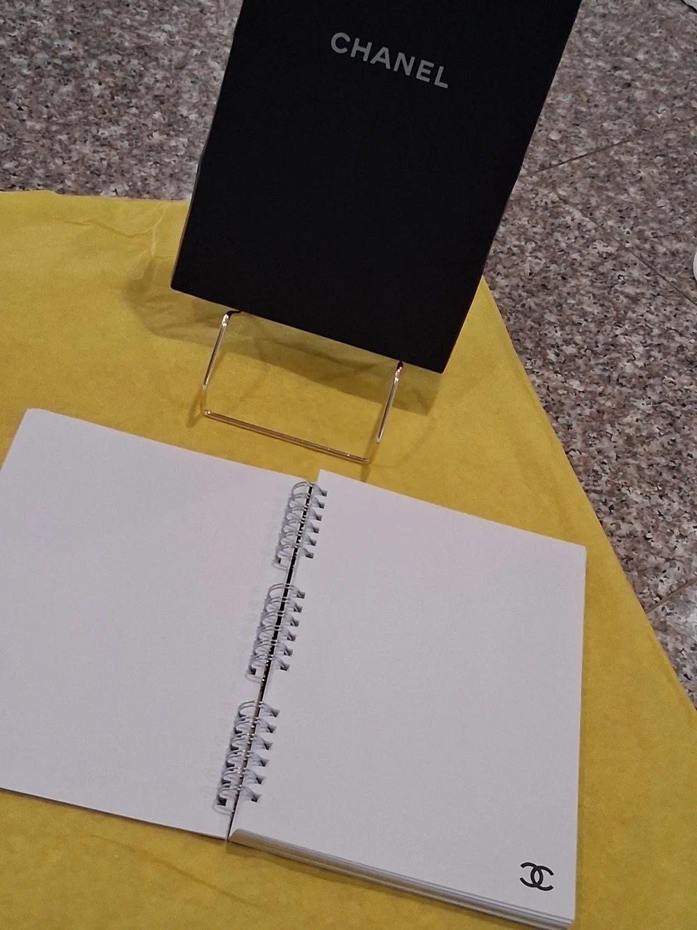 CHANEL RARE Note/ Diary with Monochrome Staircase Print - Black & White.New